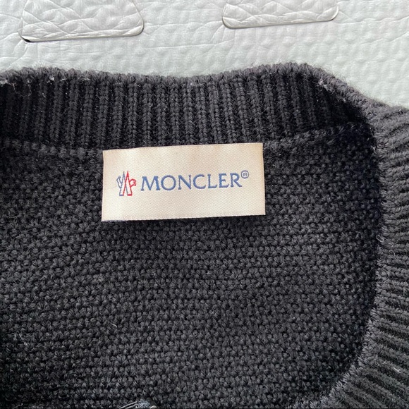 MONCLER Padded Panel Knitted Cardigan, Size XS, Color Black - Picture 5 of 10